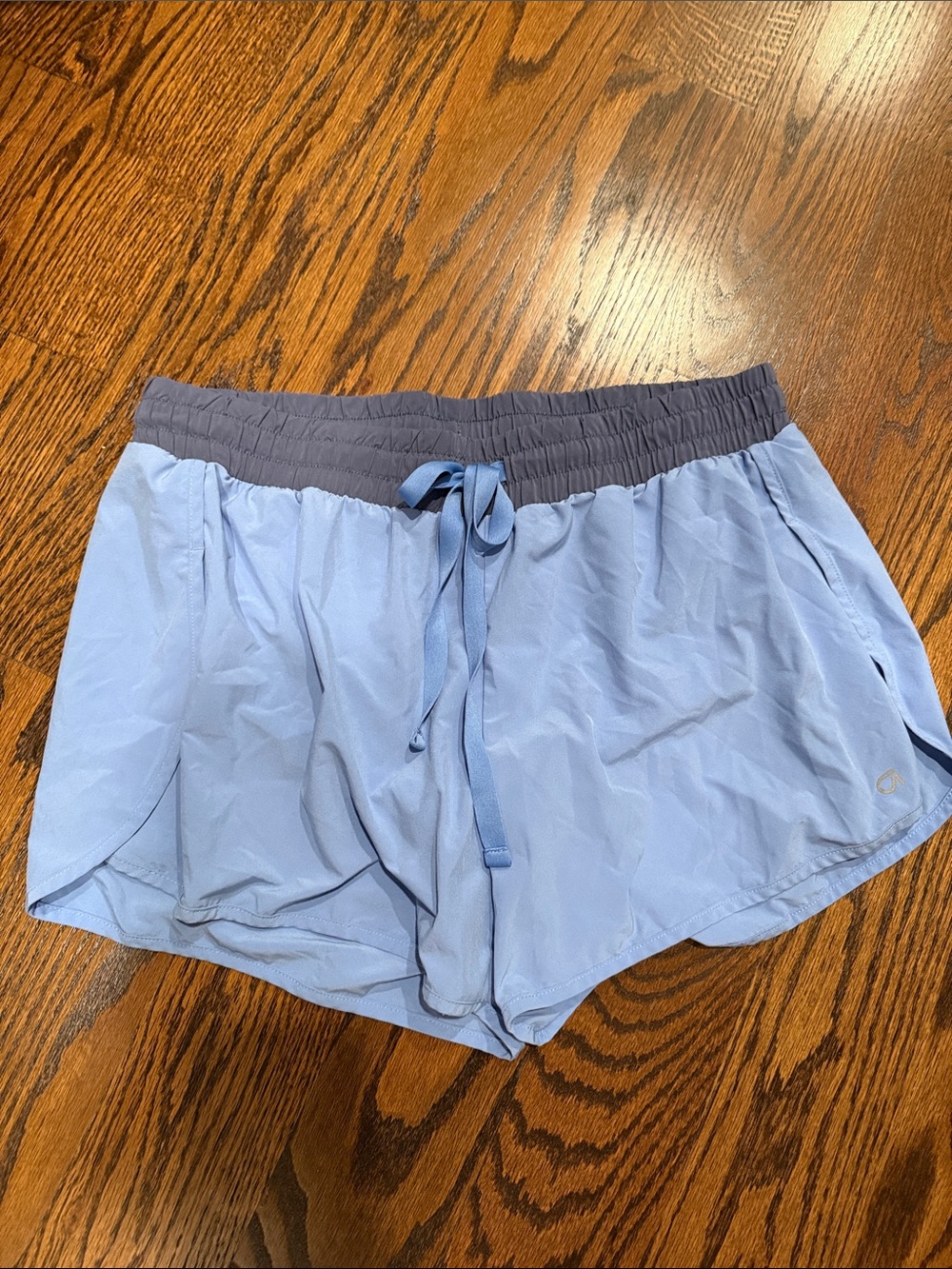 Light Blue Women's Athletic Shorts with Contrast Waistband
